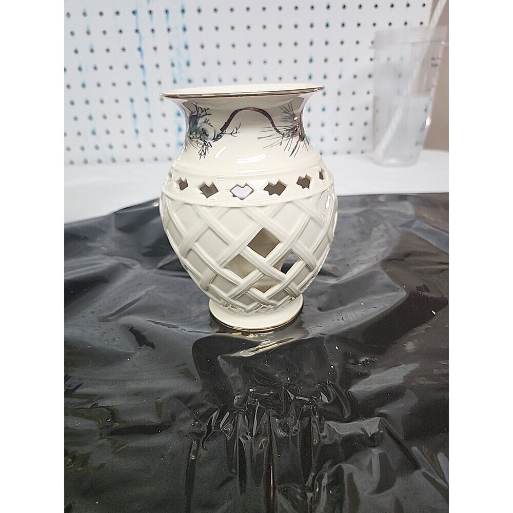 Winter Greetings Fragrance Warmer Tea Light by Catherine McClung for Lenox, Vint